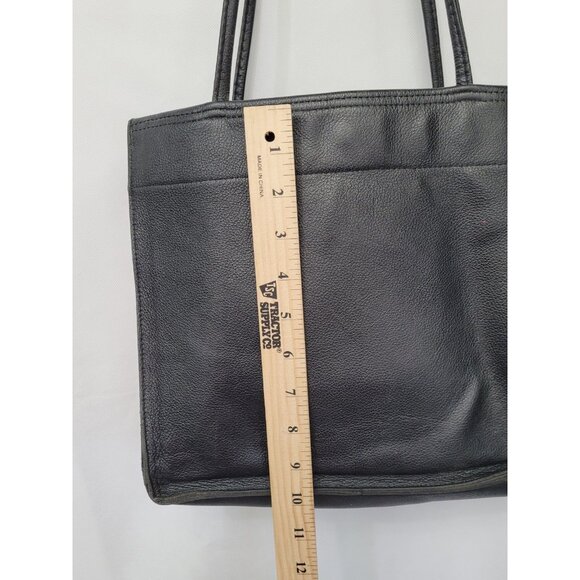 Vintage Harley Davidson Black Embroidered Logo Leather Shoulder Bag Purse Tote - Picture 16 of 16